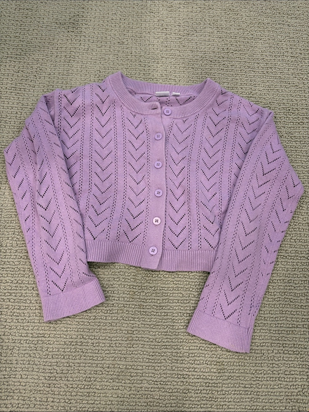 GAP Lavender Pointelle Button Cardigan